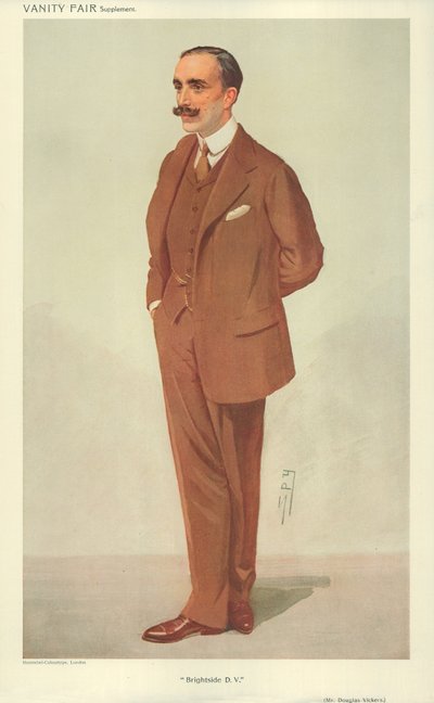 Mr Douglas Vickers, Brightside DV, 30 december 1909, Vanity Fair cartoon door Leslie Matthew Ward